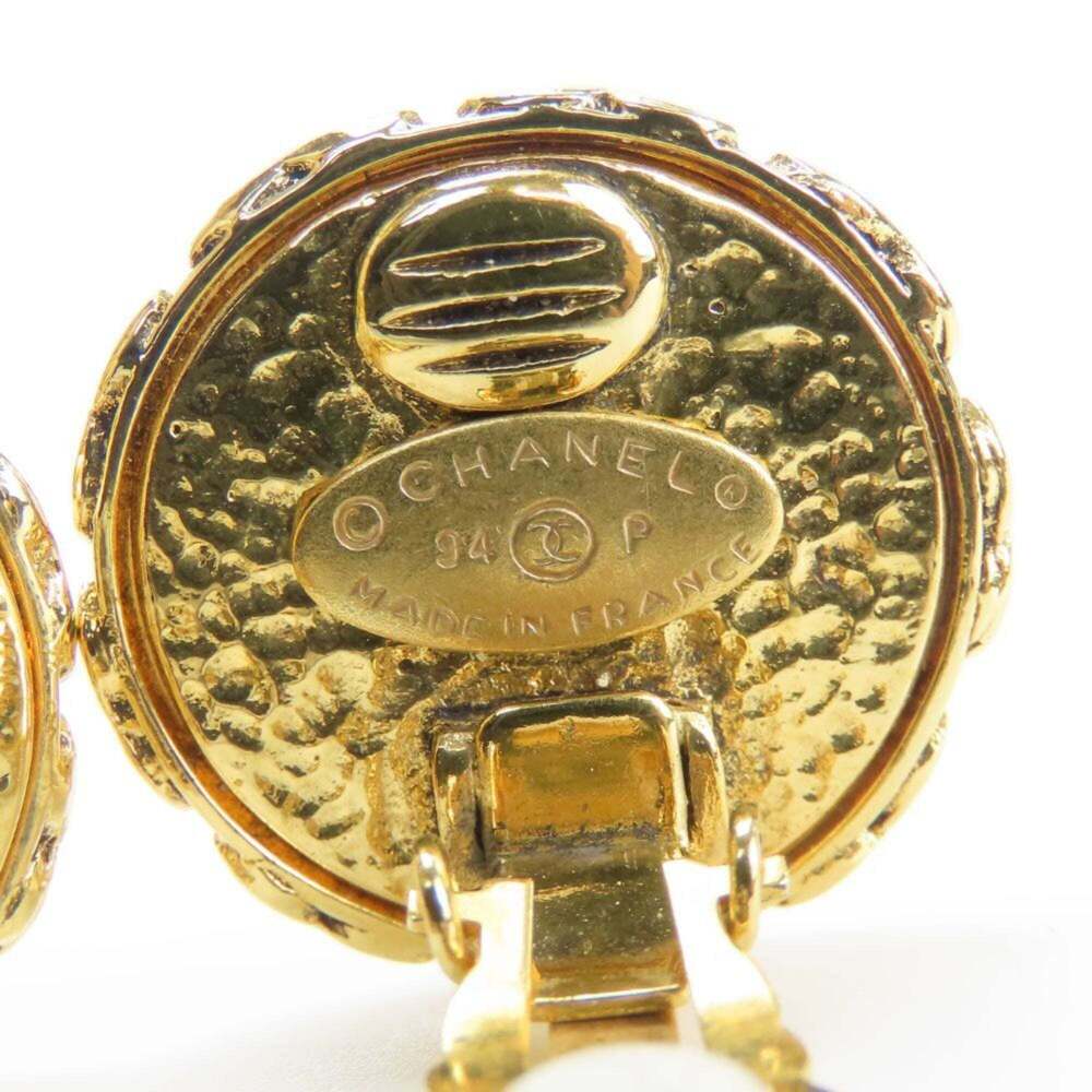 CHANEL Authentic Gold Pearl Logo Earrings - Picture 4 of 11